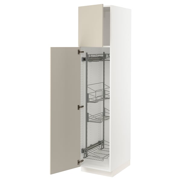 SEKTION Gabinete alto/accsr int extraíbles, blanco/Havstorp beige, 18x24x80 "