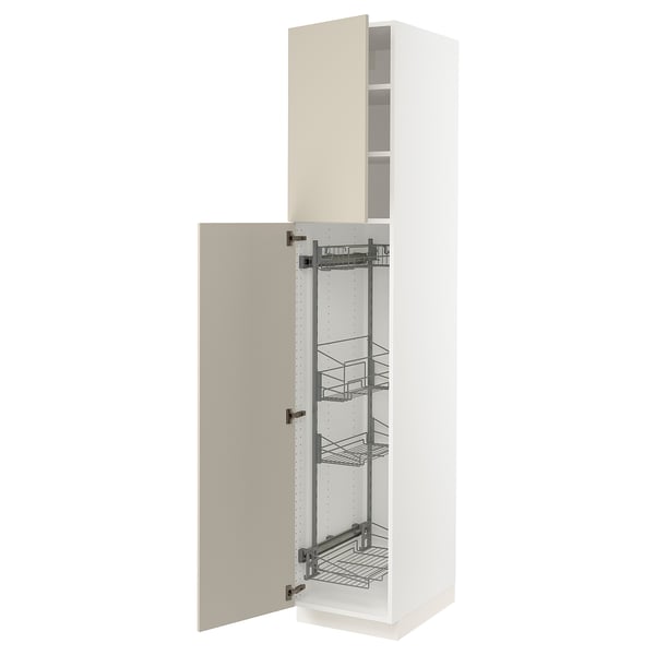SEKTION Gabinete alto/accsr int extraíbles, blanco/Havstorp beige, 18x24x90 "