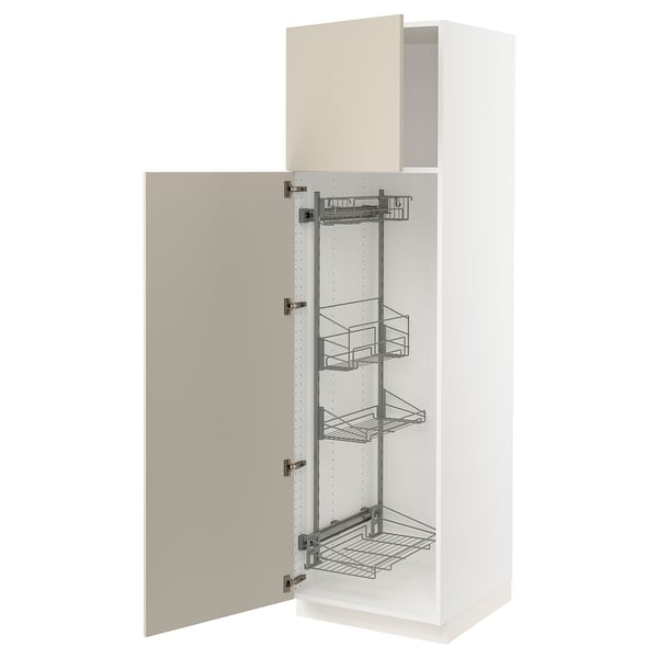 SEKTION Gabinete alto/accsr int extraíbles, blanco/Havstorp beige, 24x24x80 "