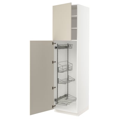 SEKTION Gabinete alto/accsr int extraíbles, blanco/Havstorp beige, 24x24x90 "