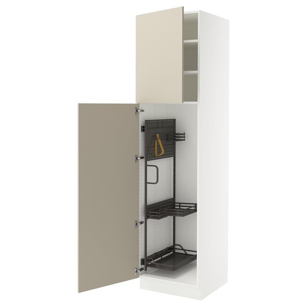 SEKTION Gabinete alto/accsr int extraíbles, blanco/Havstorp beige, 24x24x90 "
