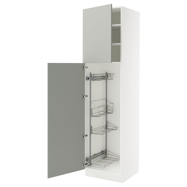 SEKTION Gabinete alto/accsr int extraíbles, blanco/Havstorp gris claro, 24x24x90 "