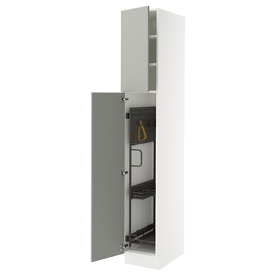 SEKTION Gabinete alto/accsr int extraíbles, blanco/Havstorp gris claro, 15x24x90 "