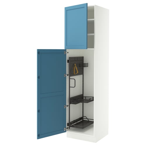 SEKTION Gabinete alto/accsr int extraíbles, blanco/Lerhyttan azul, 24x24x90 "