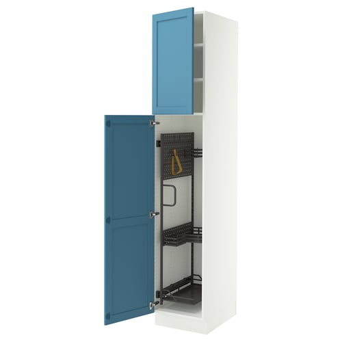 SEKTION Gabinete alto/accsr int extraíbles, blanco/Lerhyttan azul, 18x24x90 "