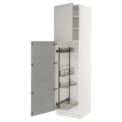 SEKTION Gabinete alto/accsr int extraíbles, blanco/Lerhyttan gris claro, 24x24x90 "