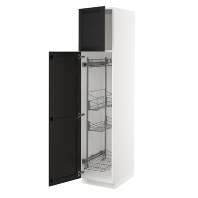 SEKTION Gabinete alto/accsr int extraíbles, blanco/Lerhyttan teñido en negro, 18x24x80 "