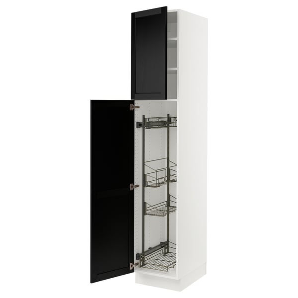 SEKTION Gabinete alto/accsr int extraíbles, blanco/Lerhyttan teñido en negro, 18x24x90 "