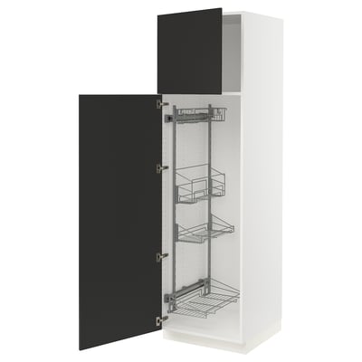 SEKTION Gabinete alto/accsr int extraíbles, blanco/Nickebo antracita mate, 24x24x80 "