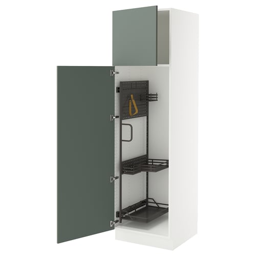 SEKTION Gabinete alto/accsr int extraíbles, blanco/Nickebo verde grisáceo mate, 24x24x80 "