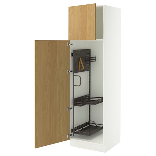 SEKTION Gabinete alto/accsr int extraíbles, blanco/Sinarp chapa de roble, 24x24x80 "