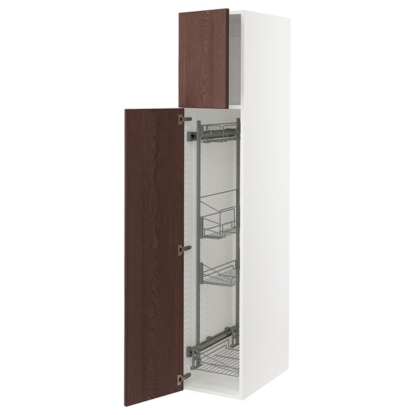 SEKTION Gabinete alto/accsr int extraíbles, blanco/Sinarp marrón, 15x24x80 "