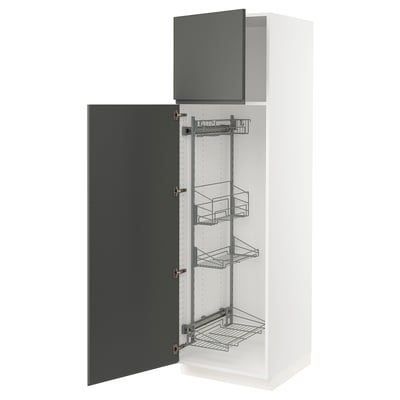 SEKTION Gabinete alto/accsr int extraíbles, blanco/Voxtorp gris oscuro, 24x24x80 "