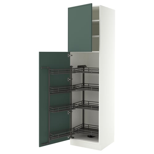 SEKTION Gabinete alto+alacena extraíble, blanco/Aspudden gris verdoso oscuro, 24x24x90 "