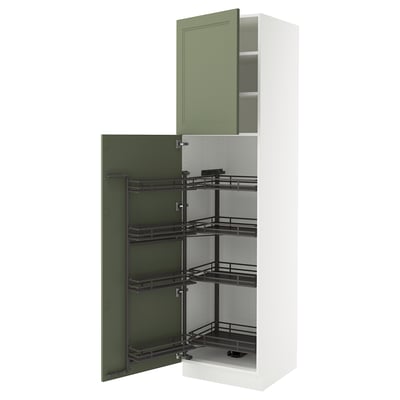 SEKTION Gabinete alto+alacena extraíble, blanco/Axstad gris-verde, 24x24x90 "