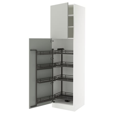 SEKTION Gabinete alto+alacena extraíble, blanco/Havstorp gris claro, 24x24x90 "