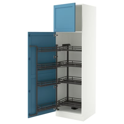 SEKTION Gabinete alto+alacena extraíble, blanco/Lerhyttan azul, 24x24x80 "