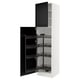 SEKTION Gabinete alto+alacena extraíble, blanco/Lerhyttan teñido en negro, 24x24x90 "