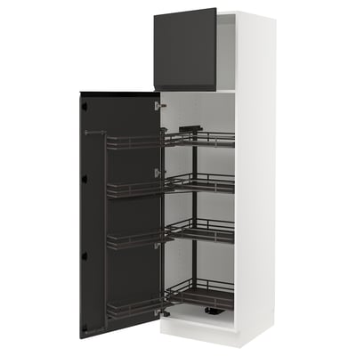 SEKTION Gabinete alto+alacena extraíble, blanco/Upplöv antracita mate, 24x24x80 "