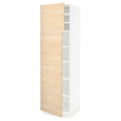 SEKTION Gabinete alto+estantes/2 puertas, blanco/Askersund efecto de fresno claro, 24x24x80 "