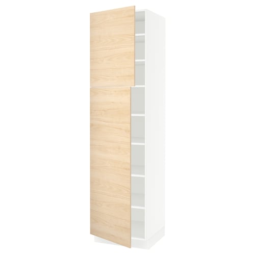 SEKTION Gabinete alto+estantes/2 puertas, blanco/Askersund efecto de fresno claro, 24x24x90 "