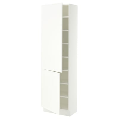 SEKTION Gabinete alto+estantes/2 puertas, blanco/Aspudden blanco mate, 24x15x80 "