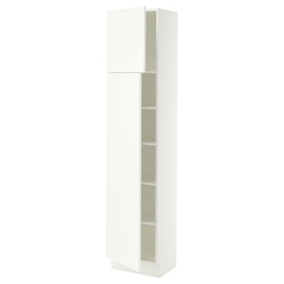 SEKTION Gabinete alto+estantes/2 puertas, blanco/Aspudden blanco mate, 18x15x80 "