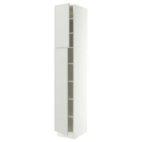 SEKTION Gabinete alto+estantes/2 puertas, blanco/Aspudden gris claro, 15x24x90 "