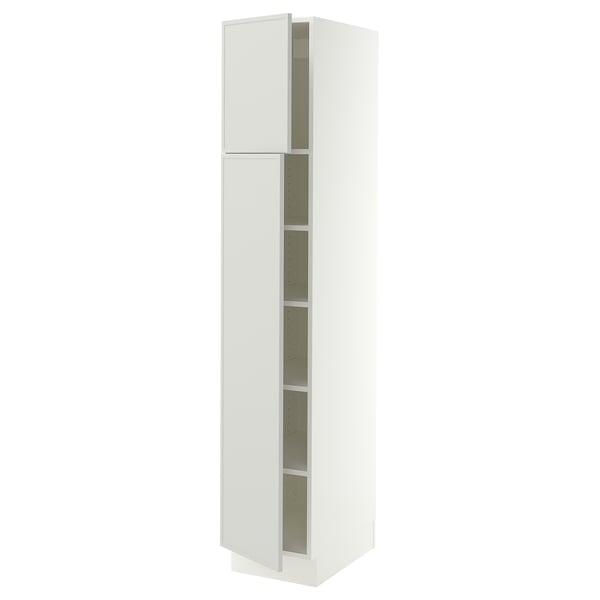 SEKTION Gabinete alto+estantes/2 puertas, blanco/Aspudden gris claro, 15x24x80 "