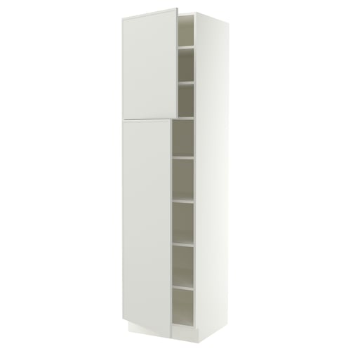 SEKTION Gabinete alto+estantes/2 puertas, blanco/Aspudden gris claro, 24x24x90 "