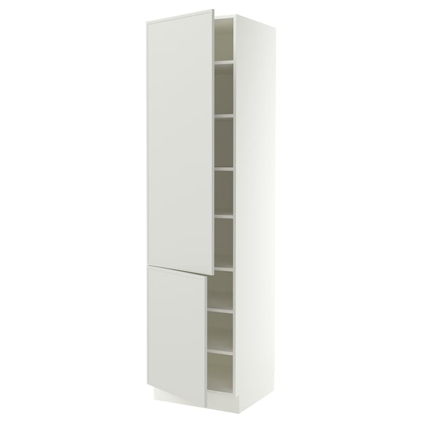 SEKTION Gabinete alto+estantes/2 puertas, blanco/Aspudden gris claro, 24x24x90 "