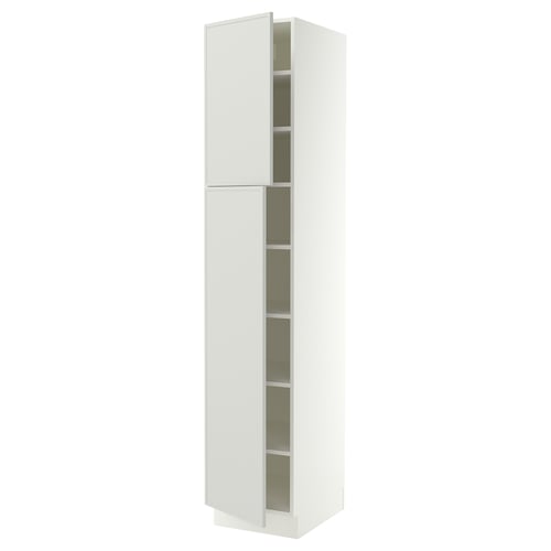SEKTION Gabinete alto+estantes/2 puertas, blanco/Aspudden gris claro, 18x24x90 "