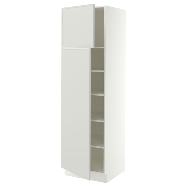 SEKTION Gabinete alto+estantes/2 puertas, blanco/Aspudden gris claro, 24x24x80 "