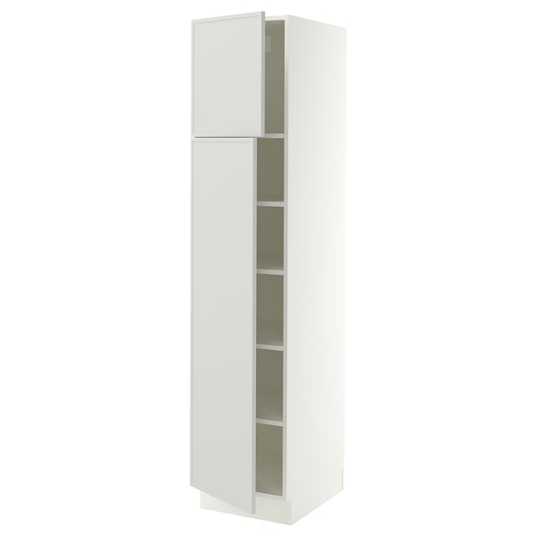 SEKTION Gabinete alto+estantes/2 puertas, blanco/Aspudden gris claro, 18x24x80 "