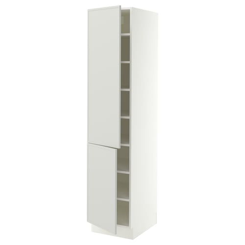 SEKTION Gabinete alto+estantes/2 puertas, blanco/Aspudden gris claro, 18x24x80 "