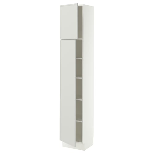 SEKTION Gabinete alto+estantes/2 puertas, blanco/Aspudden gris claro, 15x15x80 "