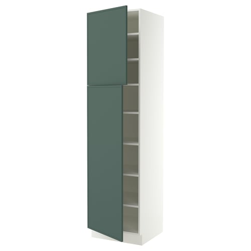 SEKTION Gabinete alto+estantes/2 puertas, blanco/Aspudden gris verdoso oscuro, 24x24x90 "