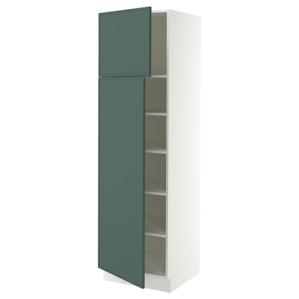 SEKTION Gabinete alto+estantes/2 puertas, blanco/Aspudden gris verdoso oscuro, 24x24x80 "