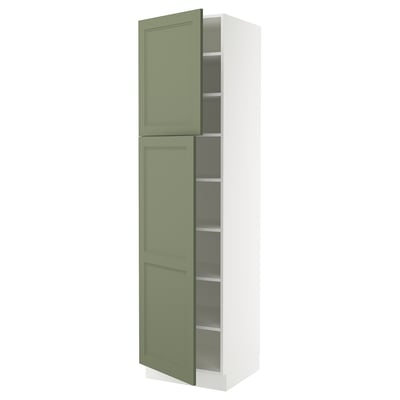 SEKTION Gabinete alto+estantes/2 puertas, blanco/Axstad gris-verde, 24x24x90 "