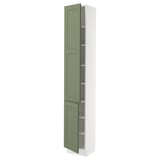 SEKTION Gabinete alto+estantes/2 puertas, blanco/Axstad gris-verde, 15x15x90 "