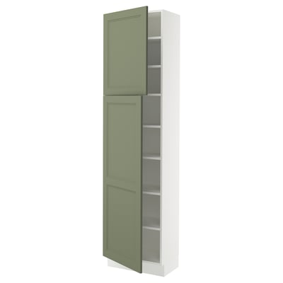 SEKTION Gabinete alto+estantes/2 puertas, blanco/Axstad gris-verde, 24x15x90 "