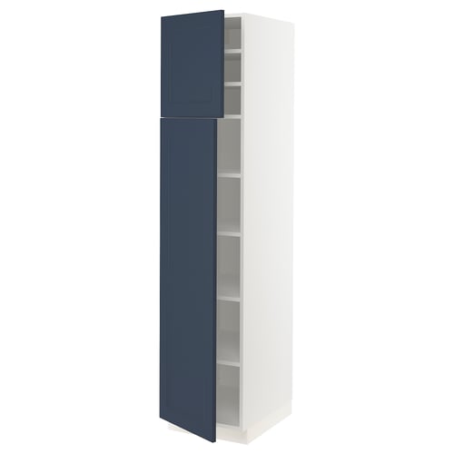 SEKTION Gabinete alto+estantes/2 puertas, blanco Axstad/mate azul, 18x24x80 "