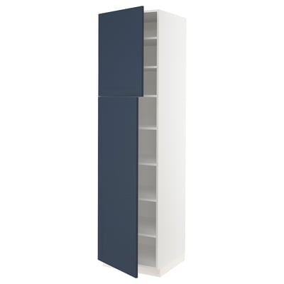 SEKTION Gabinete alto+estantes/2 puertas, blanco Axstad/mate azul, 24x24x90 "
