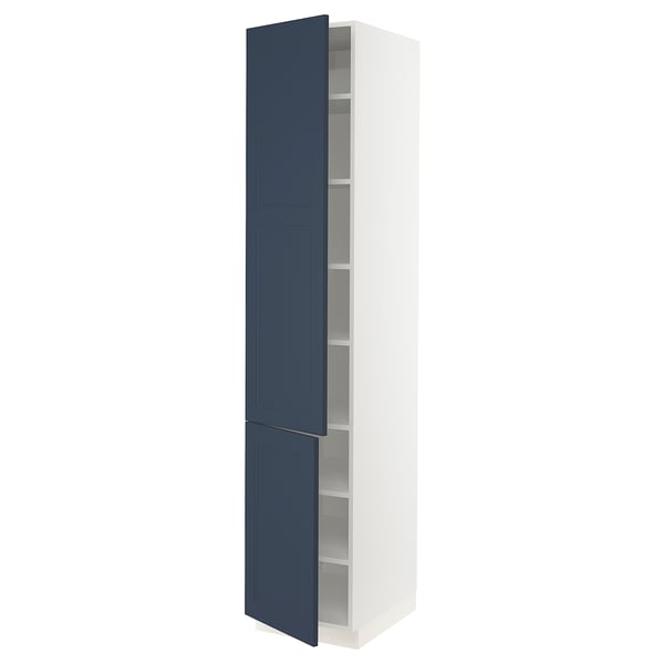 SEKTION Gabinete alto+estantes/2 puertas, blanco Axstad/mate azul, 18x24x90 "
