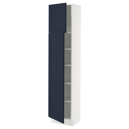 SEKTION Gabinete alto+estantes/2 puertas, blanco Axstad/mate azul, 18x15x80 "