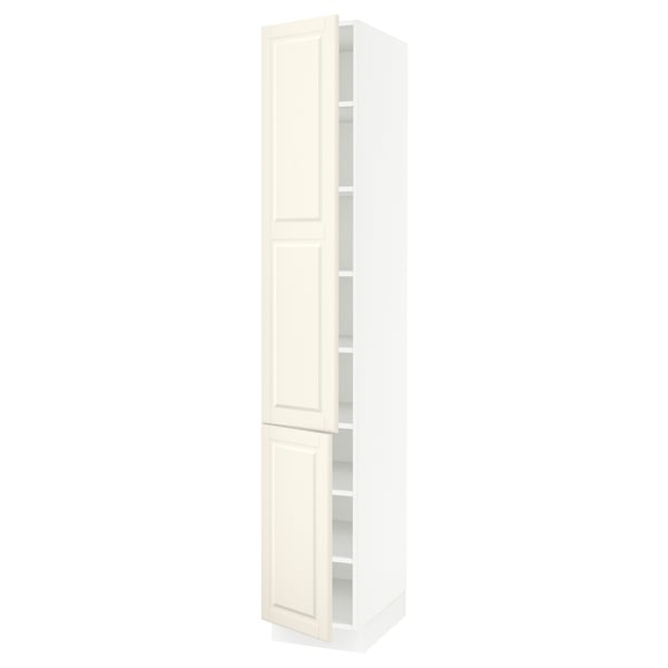 SEKTION Gabinete alto+estantes/2 puertas, blanco/Bodbyn color hueso, 15x24x90 "