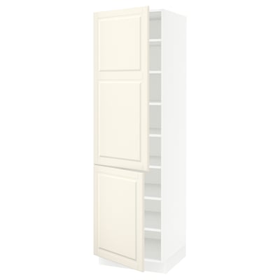 SEKTION Gabinete alto+estantes/2 puertas, blanco/Bodbyn color hueso, 24x24x80 "