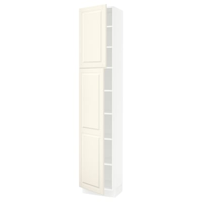 SEKTION Gabinete alto+estantes/2 puertas, blanco/Bodbyn color hueso, 18x15x90 "