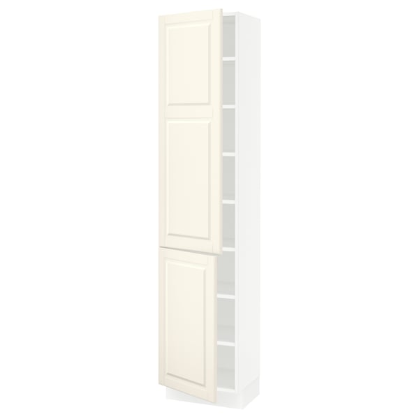 SEKTION Gabinete alto+estantes/2 puertas, blanco/Bodbyn color hueso, 18x15x80 "