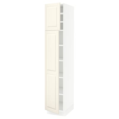 SEKTION Gabinete alto+estantes/2 puertas, blanco/Bodbyn color hueso, 15x24x80 "